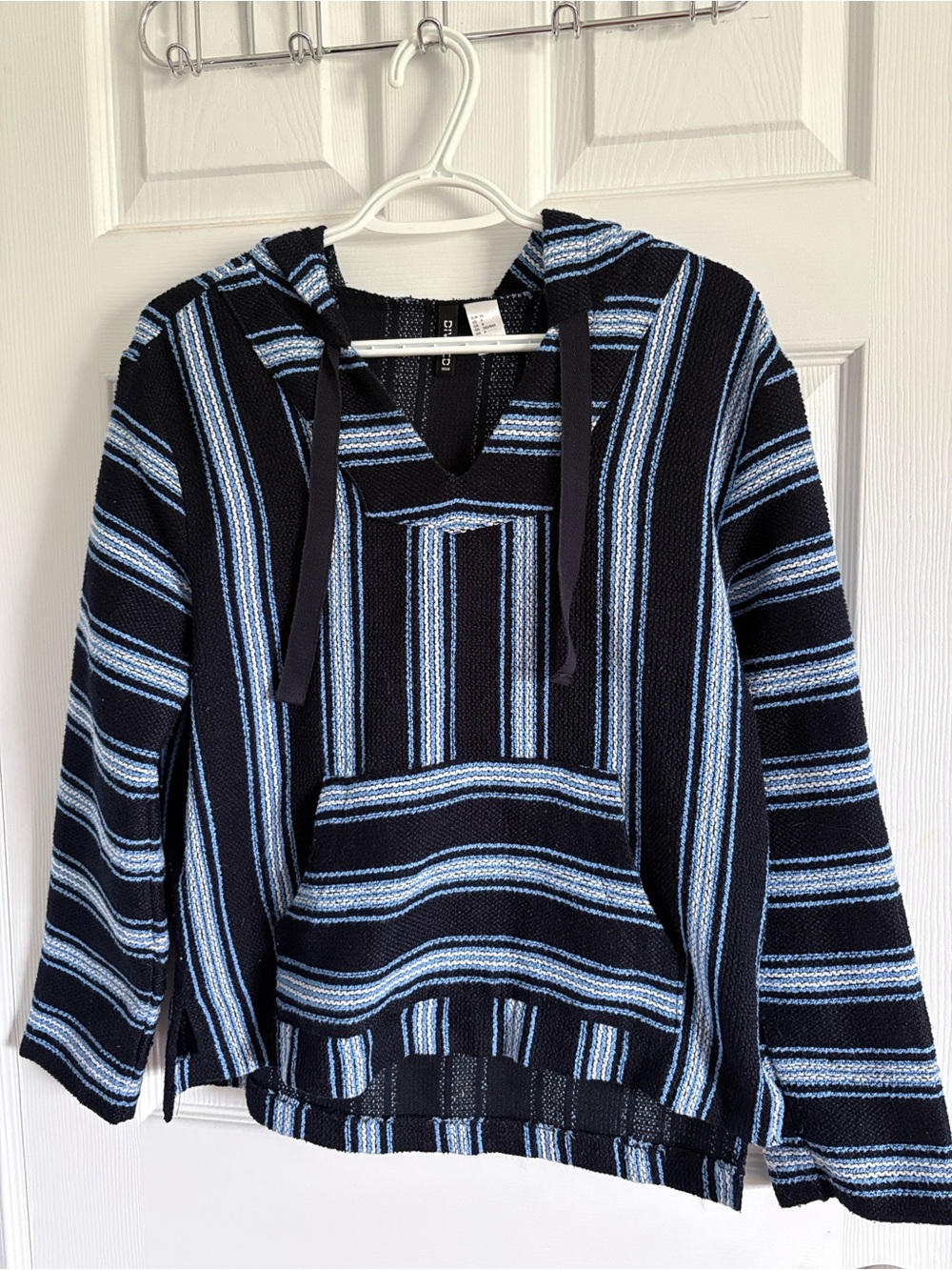 H&M Navy and Light Blue Striped Hooded Sweater